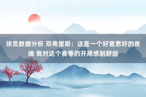 球员数据分析 邓弗里斯：这是一个好意思好的夜晚 我对这个赛季的开局感到舒坦