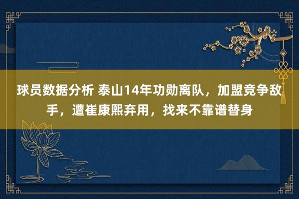 球员数据分析 泰山14年功勋离队，加盟竞争敌手，遭崔康熙弃用，找来不靠谱替身