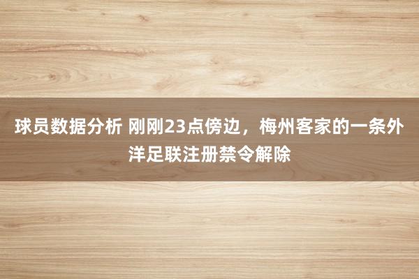 球员数据分析 刚刚23点傍边，梅州客家的一条外洋足联注册禁令解除