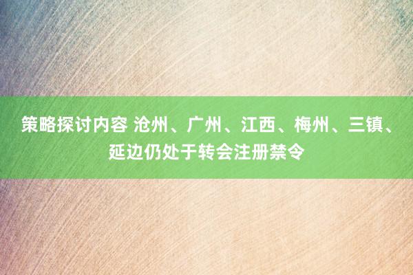 策略探讨内容 沧州、广州、江西、梅州、三镇、延边仍处于转会注册禁令