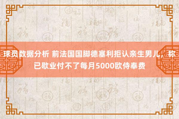 球员数据分析 前法国国脚德塞利拒认亲生男儿，称已歇业付不了每月5000欧侍奉费