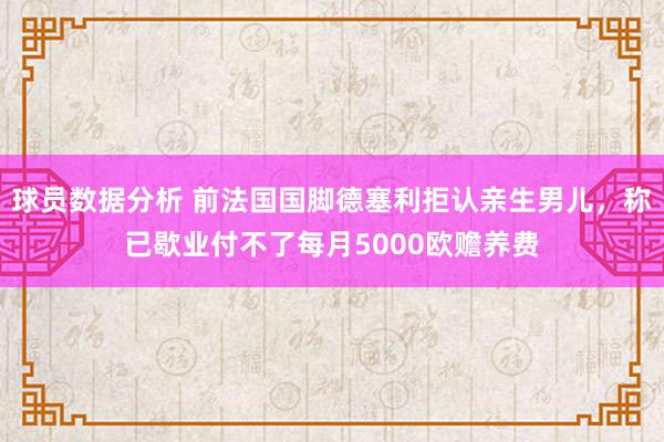 球员数据分析 前法国国脚德塞利拒认亲生男儿，称已歇业付不了每月5000欧赡养费