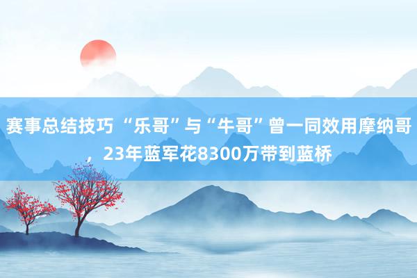 赛事总结技巧 “乐哥”与“牛哥”曾一同效用摩纳哥，23年蓝军花8300万带到蓝桥