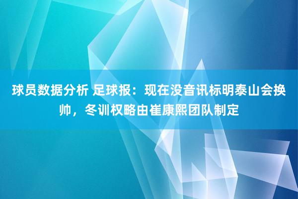 球员数据分析 足球报：现在没音讯标明泰山会换帅，冬训权略由崔康熙团队制定