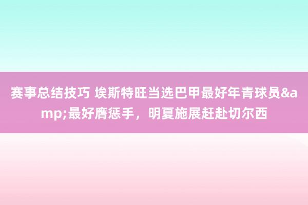 赛事总结技巧 埃斯特旺当选巴甲最好年青球员&最好膺惩手，明夏施展赶赴切尔西