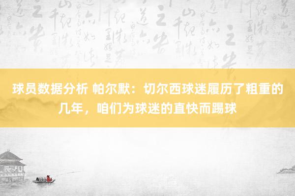 球员数据分析 帕尔默：切尔西球迷履历了粗重的几年，咱们为球迷的直快而踢球