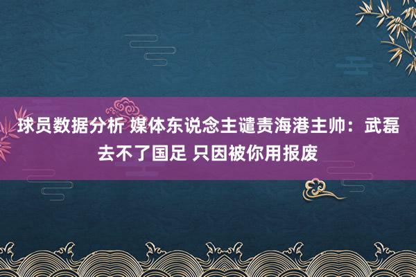 球员数据分析 媒体东说念主谴责海港主帅：武磊去不了国足 只因被你用报废