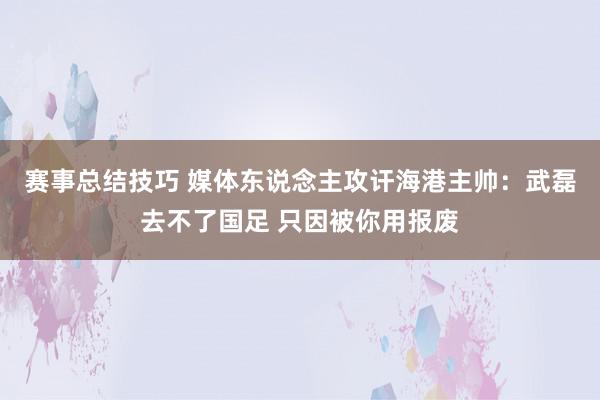 赛事总结技巧 媒体东说念主攻讦海港主帅：武磊去不了国足 只因被你用报废